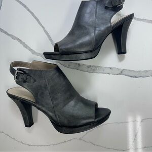Naturalizer Distant Metalic  Charcoal Peep-Toe Heels Size 9